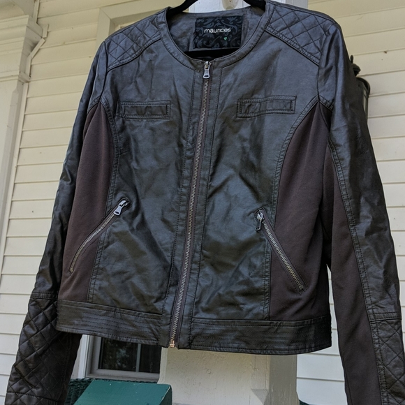 Maurice's faux leather/jersey zip up jacket. GUC. - Picture 9 of 9